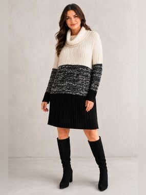 BP. | Colorblock Cowl Neck Sweater Dress | XL